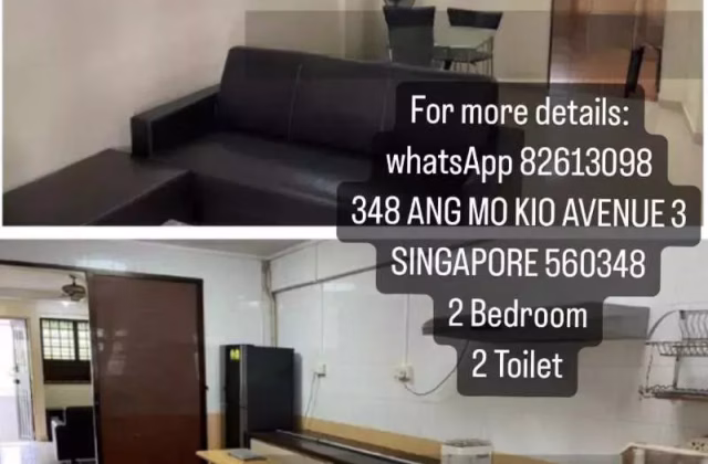 House Rent • Orchard • 348 Ang Mo Kio Avenue 3 • S$2800 • 3-Room (2 BR) • 732ft² / 68m²