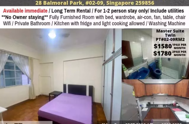 Room Rent • Woodlands •  Pinetree Condominium • S$1580 • Condo • Master Room