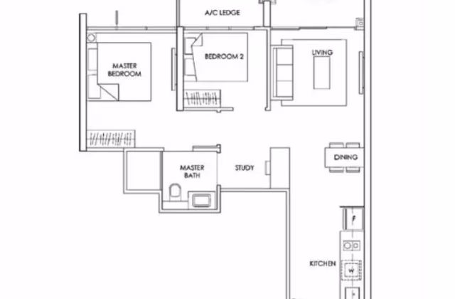 House Rent • Western Water Catchment •  The Alps Residences • S$3500 • 3-Room (2 BR) • 695ft² / 64m²