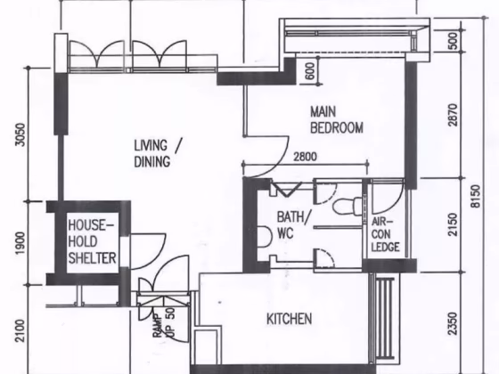 House Sale • Bukit Panjang • 423 Clementi Avenue 1 • S$425000 • 2-Room (1 BR) • 527ft² / 48m² Photo