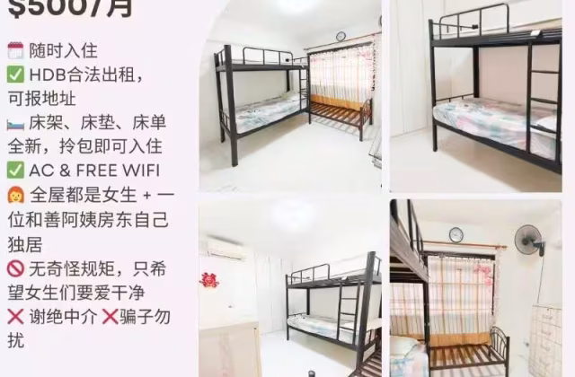 Room Rent • Hougang • 507A Wellington Circle • S$500 • 3-Room (2 BR) • Room Sharing